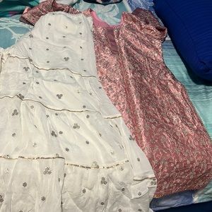 Pink dress and white gharara EID